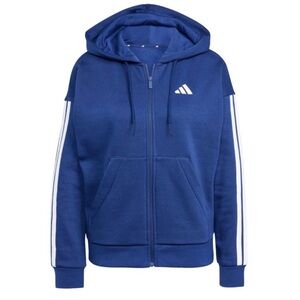 adidas Blue Full-Zip Hooded Track Jacket with White Stripes